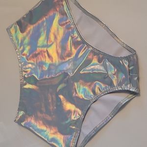 NWOT  J.VALENTINE Silver hologram high waist shorts  S/M  size